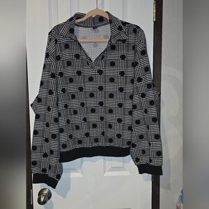 SHEIN Black and White Checkered Blouse